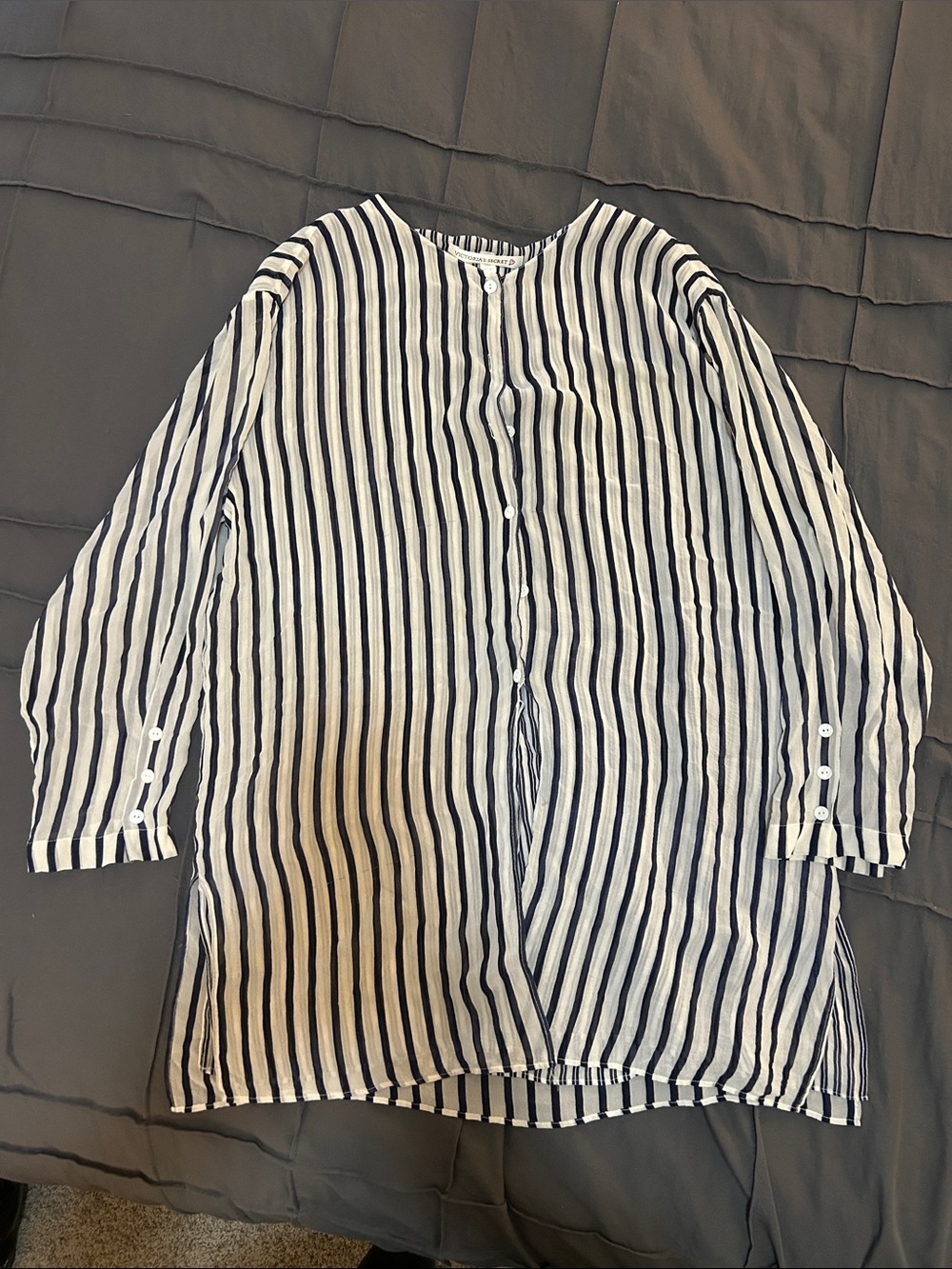 Victoria's Secret Navy & White Striped Silk Top